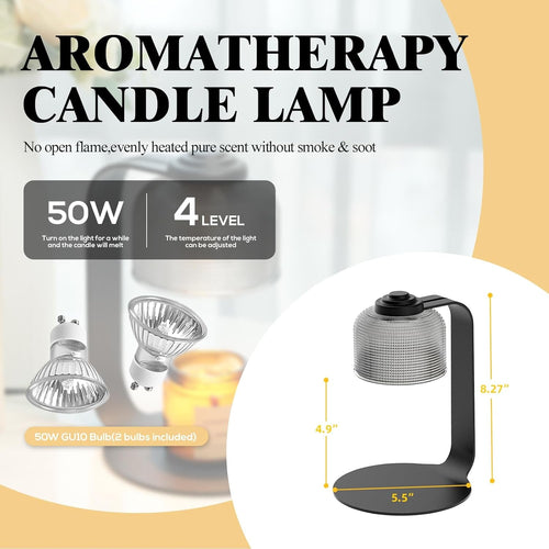 Candle Warmer Lamp with Timer, 4-Level Dimmable, Includes 2 Bulbs for Jar Candles